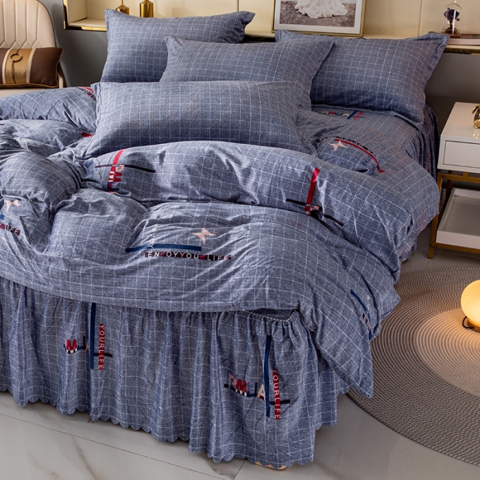 91家纺网 家纺一手货源 找家纺 纽缦 2020新款绒单层床裙四件套 郡布里