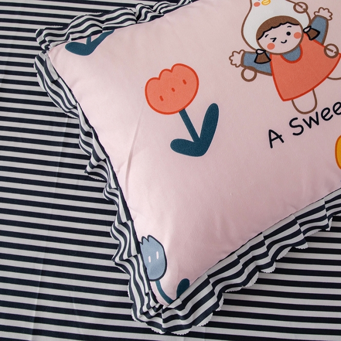 91家纺网 家纺一手货源 找家纺 纽缦 2020新款加厚磨毛床单款四件套 梦想秀粉