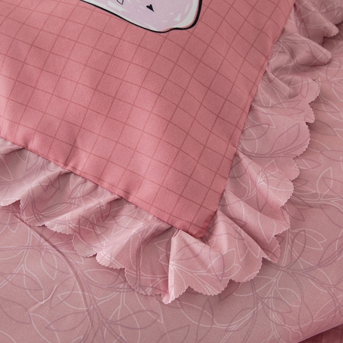 91家纺网 家纺一手货源 找家纺 纽缦 2020新款加厚磨毛床单款四件套 迷情草莓