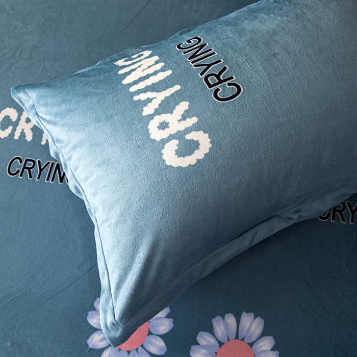 91家纺网 家纺一手货源 找家纺 纽缦 2020新款绒单层床裙四件套 陌上花颜蓝