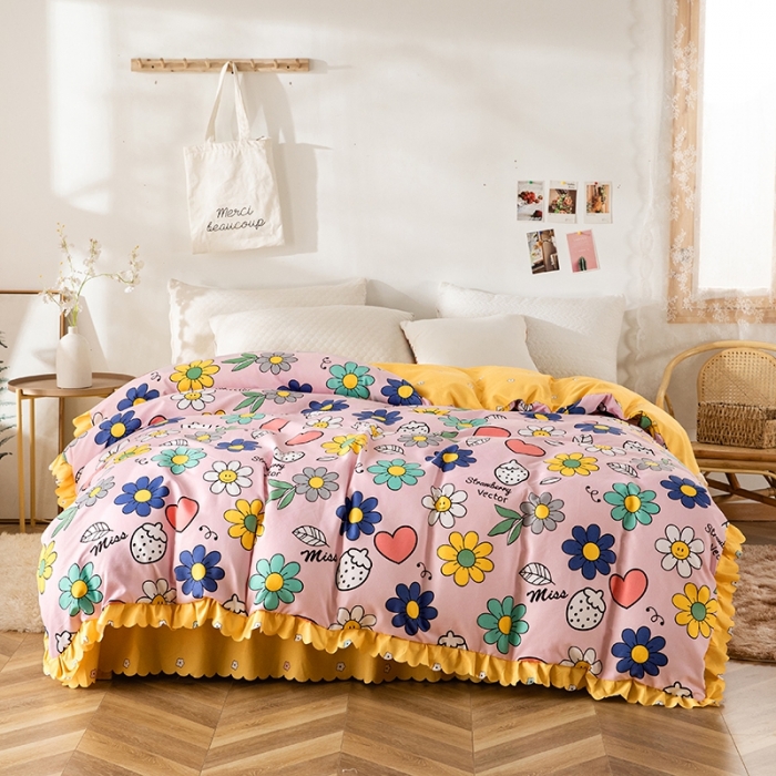 91家纺网 家纺一手货源 找家纺 纽缦 2020新款加厚磨毛床单款四件套 轻歌时光