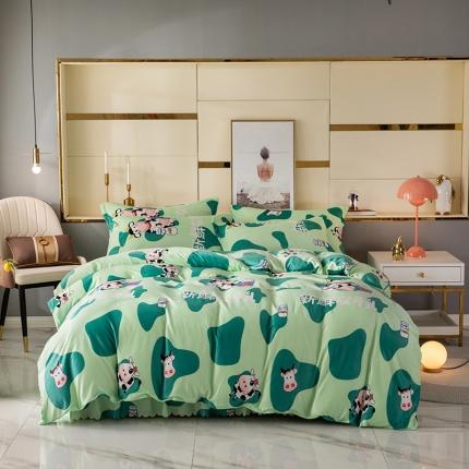 纽缦 2020新款绒单层床裙四件套 奶牛块