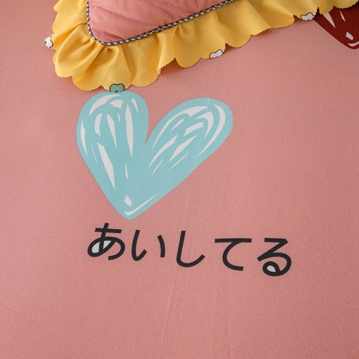 91家纺网 家纺一手货源 找家纺 纽缦 2020新款加厚磨毛床单款四件套 甜甜爱粉