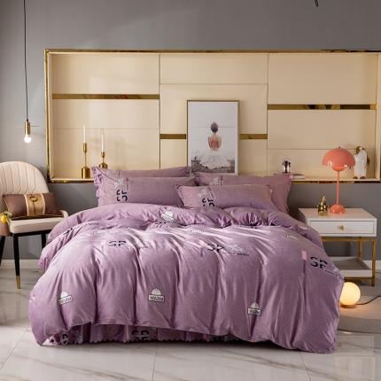 纽缦 2020新款绒单层床裙四件套 小象