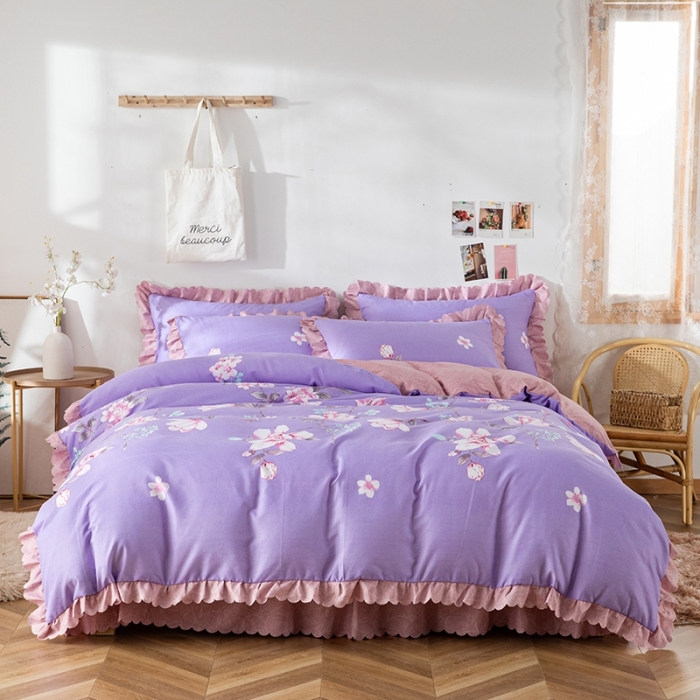 91家纺网 家纺一手货源 找家纺 纽缦 2020新款加厚磨毛床单款四件套 幽香入梦