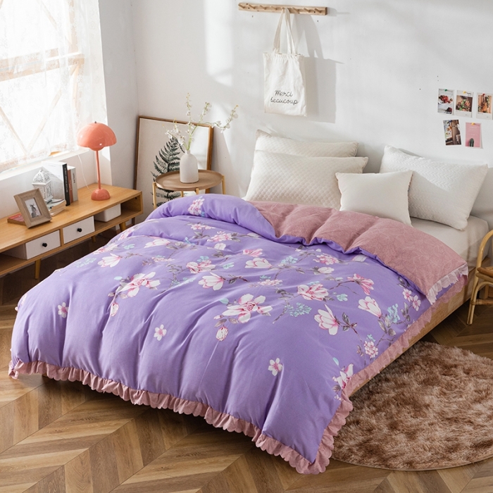 91家纺网 家纺一手货源 找家纺 纽缦 2020新款加厚磨毛床单款四件套 幽香入梦