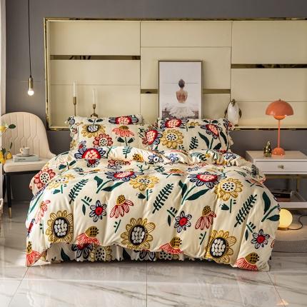 91家纺网 家纺一手货源 找家纺 （总）纽缦 2020新款绒夹棉床裙四件套