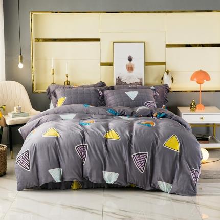 91家纺网 家纺一手货源 找家纺 （总）纽缦 2020新款绒夹棉床裙四件套