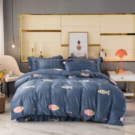 91家纺网 家纺一手货源 找家纺 （总）纽缦 2020新款绒夹棉床裙四件套