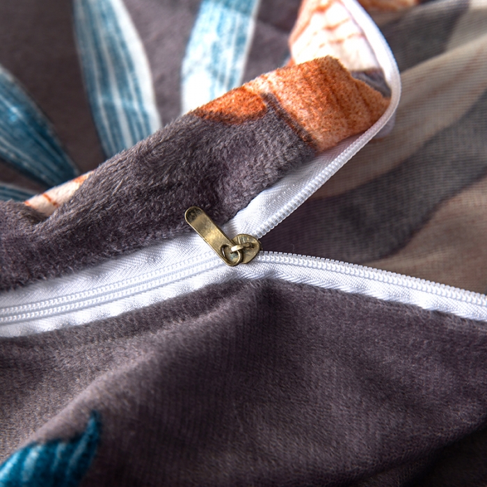 91家纺网 家纺一手货源 找家纺 纽缦 2020新款绒夹棉床裙四件套 花颜灰