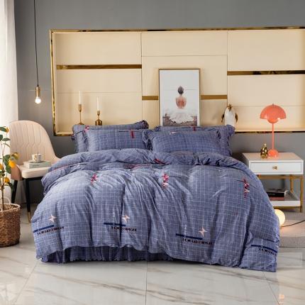 纽缦 2020新款绒夹棉床裙四件套 郡布里