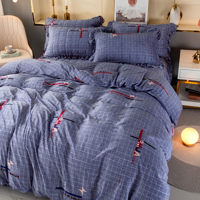 91家纺网 家纺一手货源 找家纺 纽缦 2020新款绒夹棉床裙四件套 郡布里