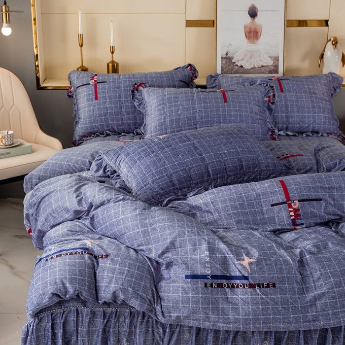 91家纺网 家纺一手货源 找家纺 纽缦 2020新款绒夹棉床裙四件套 郡布里