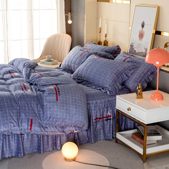 91家纺网 家纺一手货源 找家纺 纽缦 2020新款绒夹棉床裙四件套 郡布里