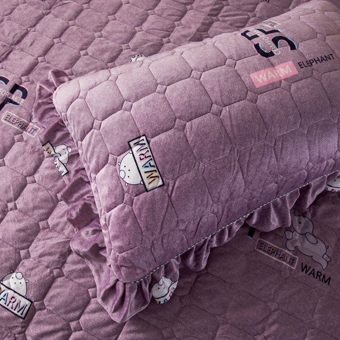 91家纺网 家纺一手货源 找家纺 纽缦 2020新款绒夹棉床裙四件套 小象