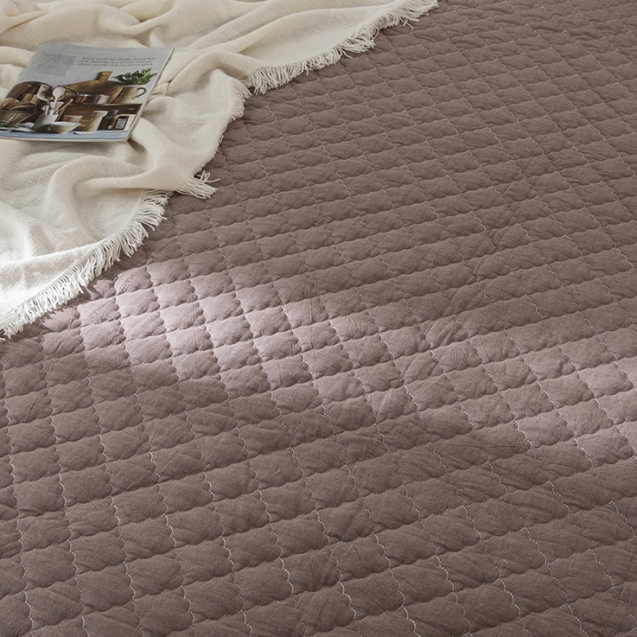 91家纺网 家纺一手货源 找家纺 久典 2023新款全棉色织水洗棉夹棉床笠 咖色