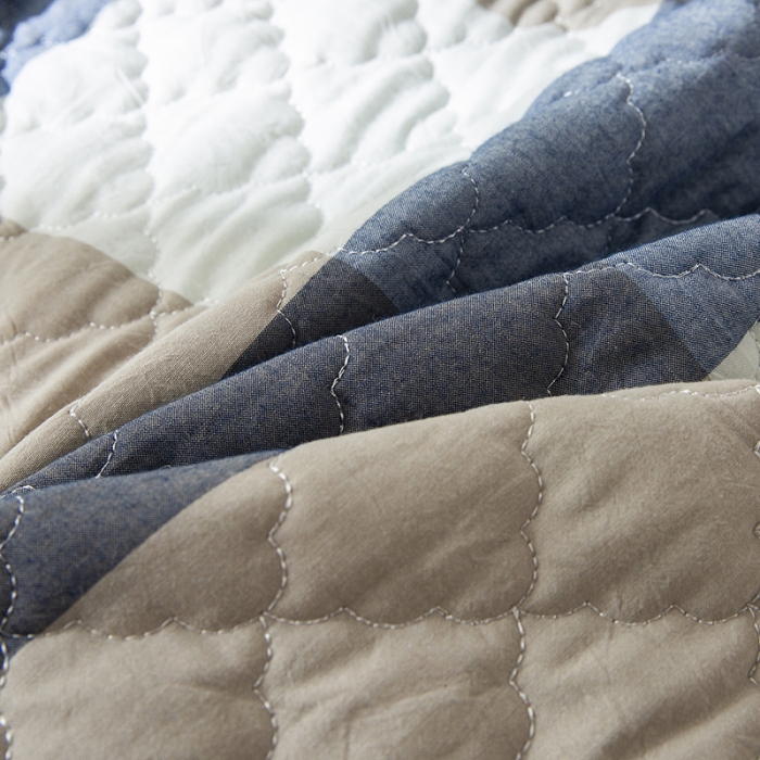 91家纺网 家纺一手货源 找家纺 久典 2023新款全棉色织水洗棉夹棉床笠 兰大格