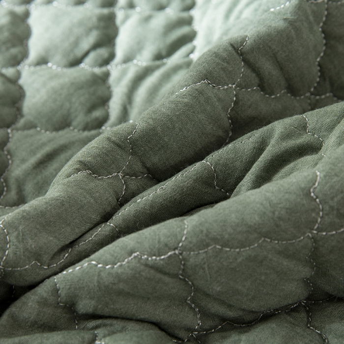 91家纺网 家纺一手货源 找家纺 久典 2023新款全棉色织水洗棉夹棉床笠 清新绿