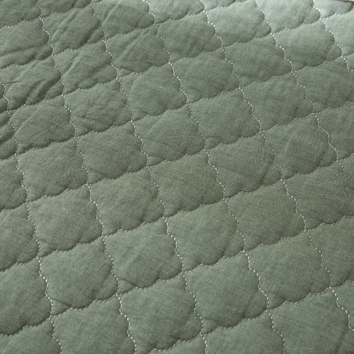 91家纺网 家纺一手货源 找家纺 久典 2023新款全棉色织水洗棉夹棉床笠 清新绿