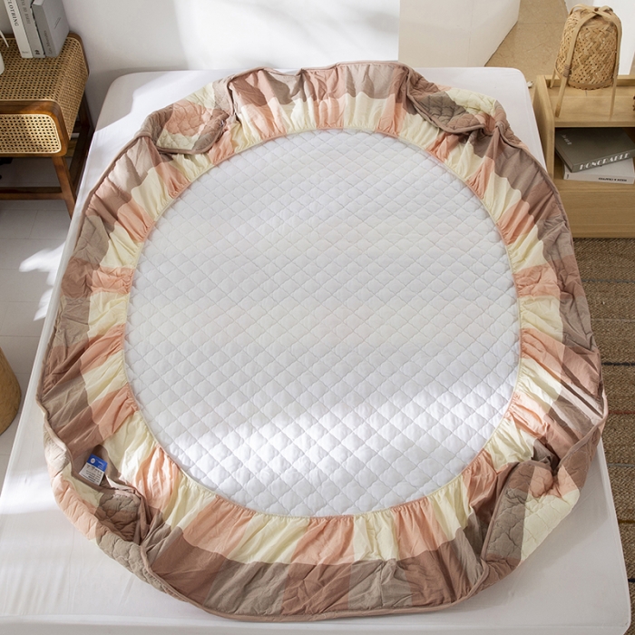 91家纺网 家纺一手货源 找家纺 久典 2023新款全棉色织水洗棉夹棉床笠 玉大格