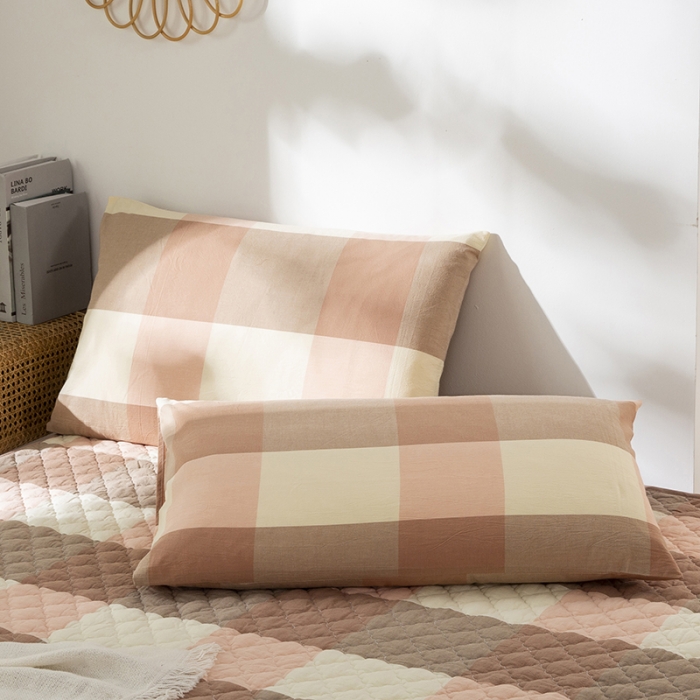 91家纺网 家纺一手货源 找家纺 久典 2023新款全棉色织水洗棉夹棉床笠 玉大格