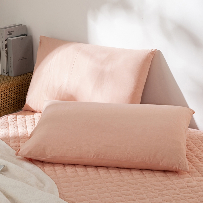 91家纺网 家纺一手货源 找家纺 久典 2023新款全棉色织水洗棉夹棉床笠 玉粉