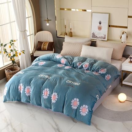 91家纺网 家纺一手货源 找家纺 纽缦 2020新款单被套 陌上花颜蓝