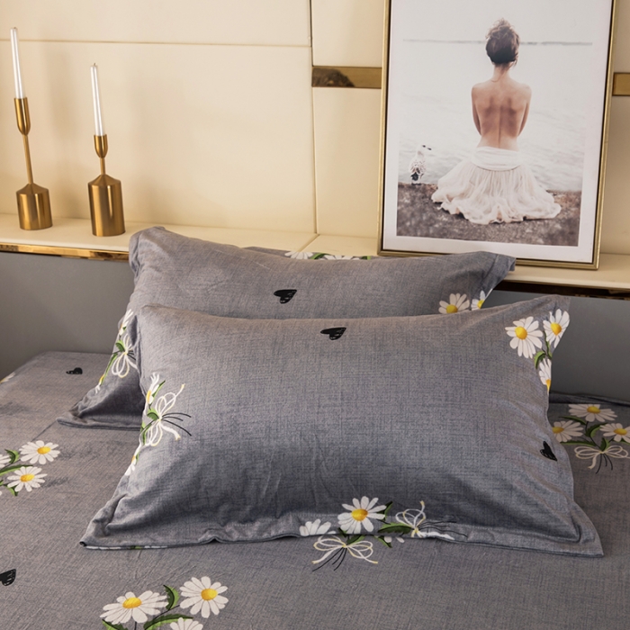 91家纺网 家纺一手货源 找家纺 纽缦 2020新款信封枕套一对 雏菊满园灰