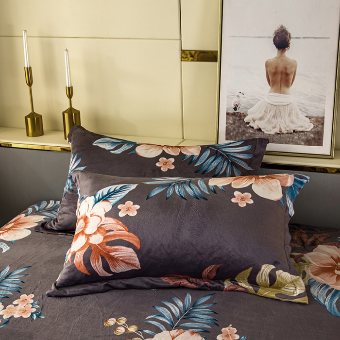 91家纺网 家纺一手货源 找家纺 纽缦 2020新款信封枕套一对 花颜灰