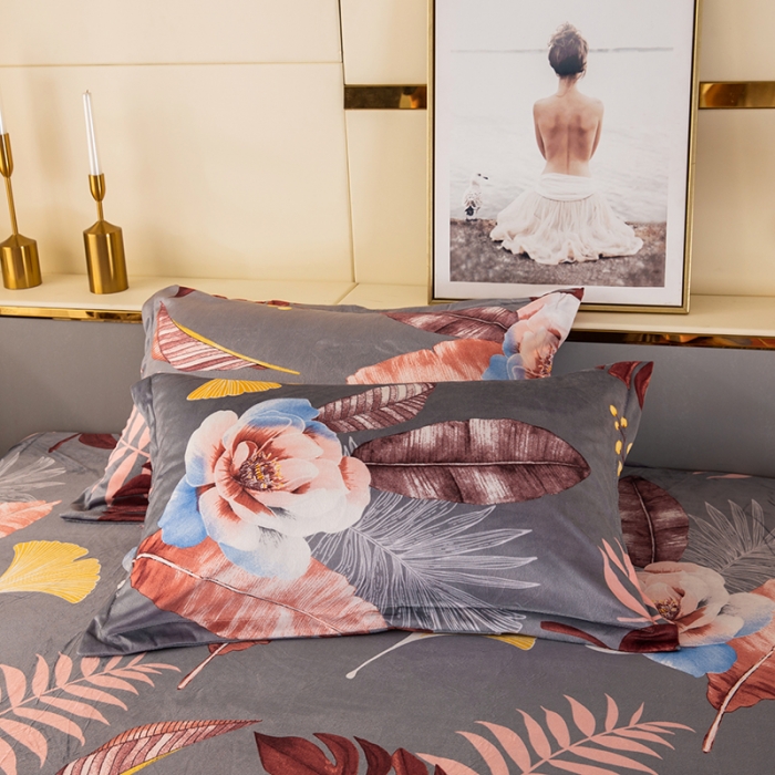 91家纺网 家纺一手货源 找家纺 纽缦 2020新款信封枕套一对 花语灰