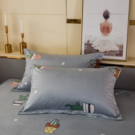 纽缦 2020新款信封枕套一对 仙人掌灰