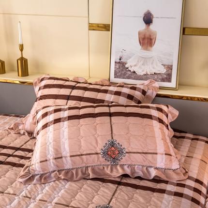 91家纺网 家纺一手货源 找家纺 纽缦 2020新款夹棉枕套一对 花格子