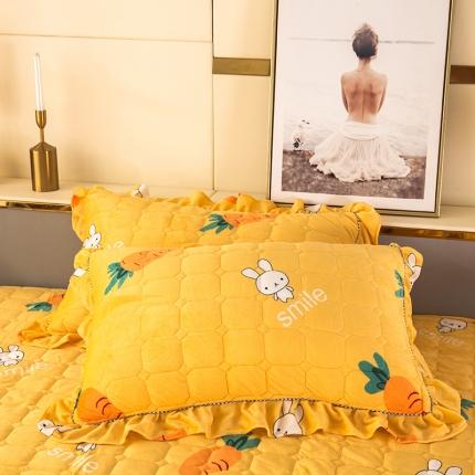 纽缦 2020新款夹棉枕套一对 萝卜兔子黄