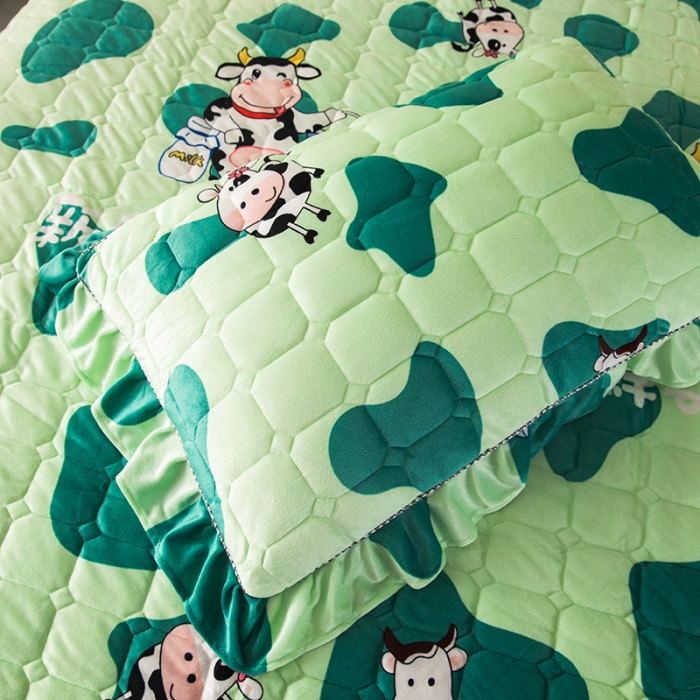 91家纺网 家纺一手货源 找家纺 纽缦 2020新款夹棉枕套一对 奶牛块