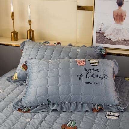 91家纺网 家纺一手货源 找家纺 纽缦 2020新款夹棉枕套一对 仙人掌灰