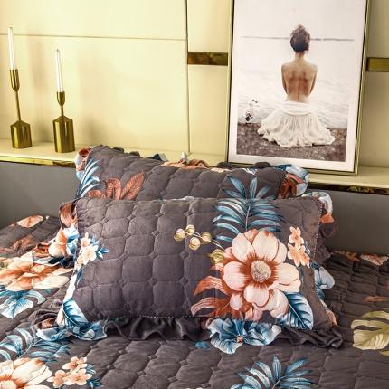 91家纺网 家纺一手货源 找家纺 纽缦 2020新款夹棉枕套一对 花颜灰