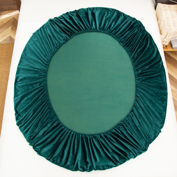 91家纺网 家纺一手货源 找家纺 梦家居 2020秋冬单品水晶绒床笠 墨绿色