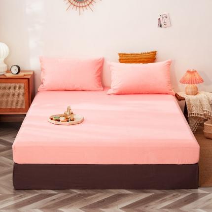 91家纺网 家纺一手货源 找家纺 梦家居 2020秋冬单品水晶绒床笠 浅粉色