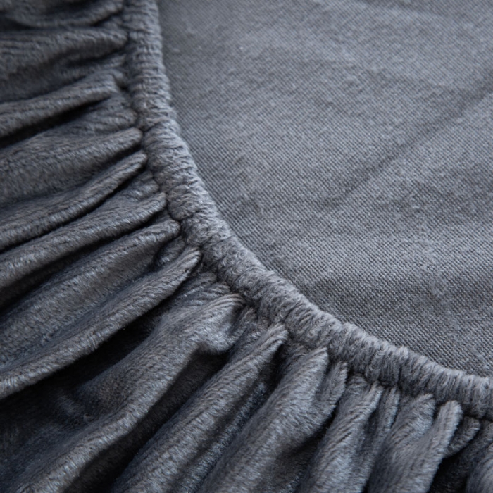 91家纺网 家纺一手货源 找家纺 梦家居 2020秋冬单品水晶绒床笠 深灰色