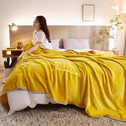 91家纺网 家纺一手货源 找家纺 佰亿莱 2024新款亲肤绒工艺盖毯系列 轻奢亮黄