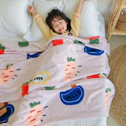 星期八2020新款双层宝宝绒盖毯被毯子毛毯模特图 小萝卜
