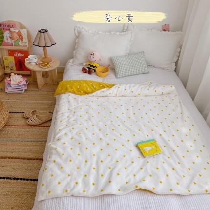 91家纺网 家纺一手货源 找家纺 星期八2020新款双层宝宝绒盖毯被毯子毛毯实拍图 爱心黄