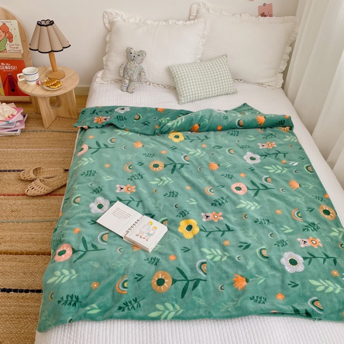 91家纺网 家纺一手货源 找家纺 星期八2020新款双层宝宝绒盖毯被毯子毛毯实拍图 森林