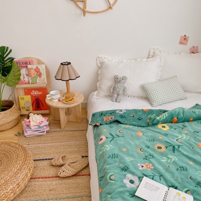 91家纺网 家纺一手货源 找家纺 星期八2020新款双层宝宝绒盖毯被毯子毛毯实拍图 森林