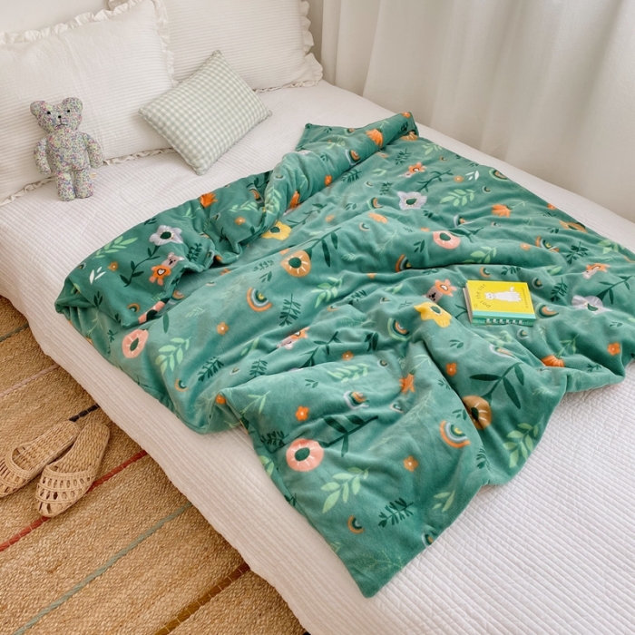 91家纺网 家纺一手货源 找家纺 星期八2020新款双层宝宝绒盖毯被毯子毛毯实拍图 森林