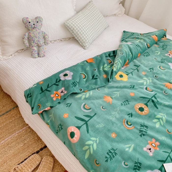 91家纺网 家纺一手货源 找家纺 星期八2020新款双层宝宝绒盖毯被毯子毛毯实拍图 森林