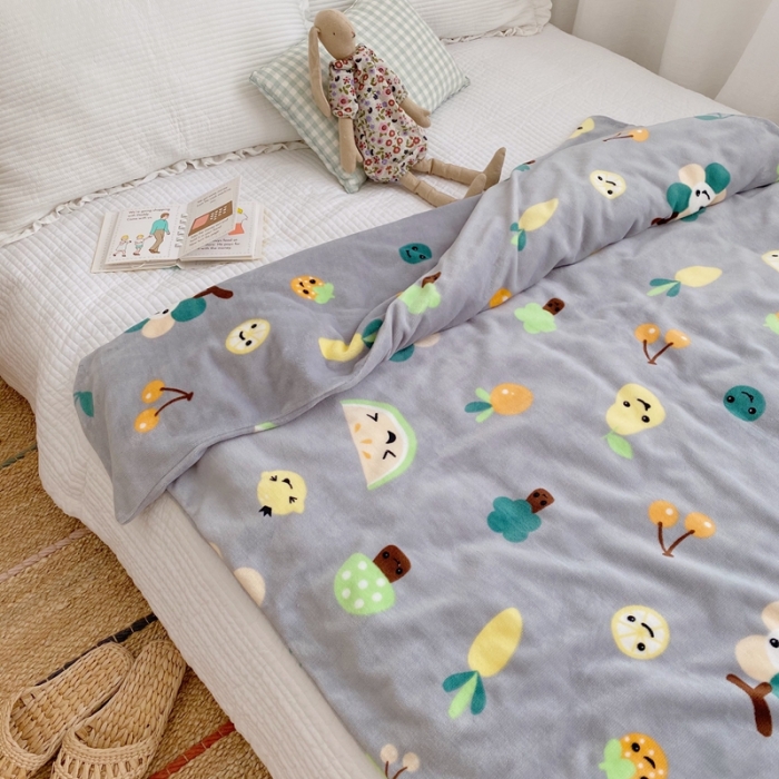 91家纺网 家纺一手货源 找家纺 星期八2020新款双层宝宝绒盖毯被毯子毛毯实拍图 水果派