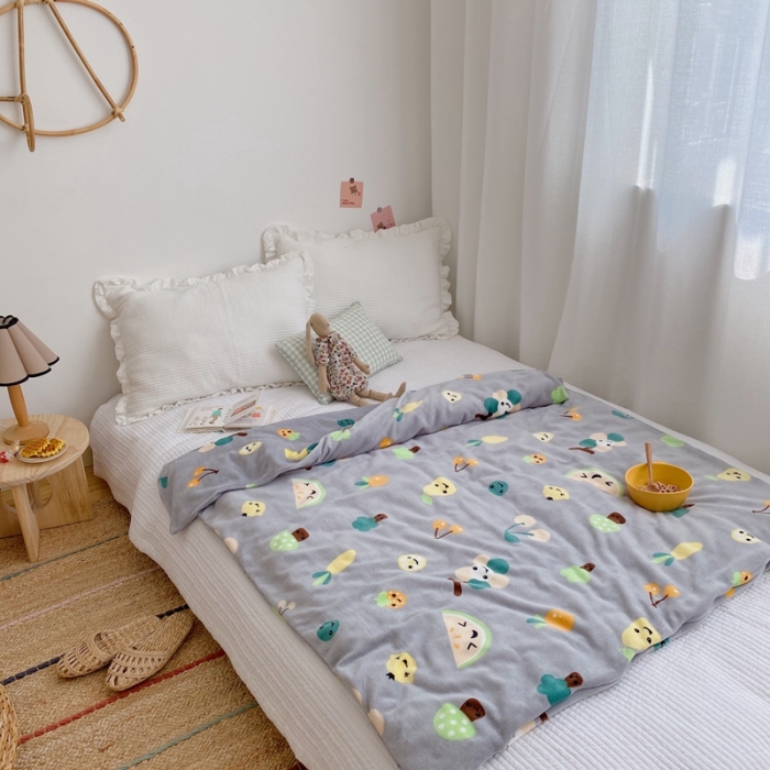 91家纺网 家纺一手货源 找家纺 星期八2020新款双层宝宝绒盖毯被毯子毛毯实拍图 水果派