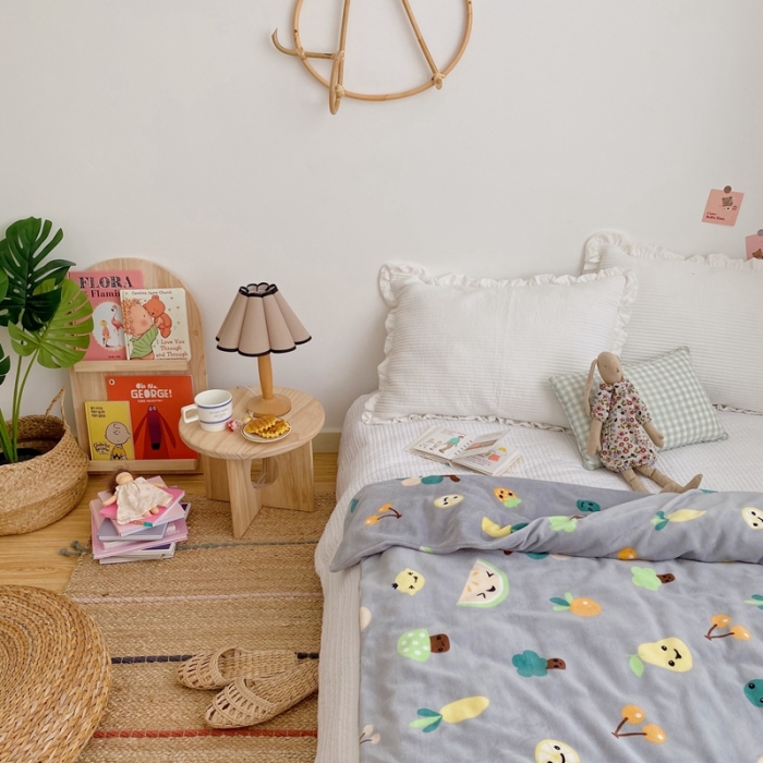 91家纺网 家纺一手货源 找家纺 星期八2020新款双层宝宝绒盖毯被毯子毛毯实拍图 水果派