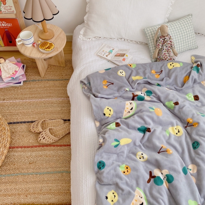 91家纺网 家纺一手货源 找家纺 星期八2020新款双层宝宝绒盖毯被毯子毛毯实拍图 水果派